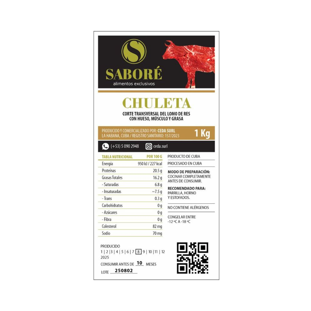 Chuleta de res con huesos Saboré (1 kg / 2.2 lb) - Miniatura 2