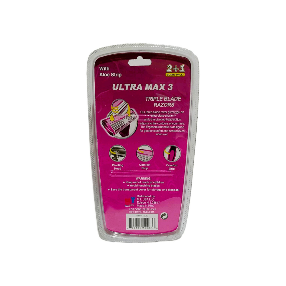 Máquina de afeitar desechable de 3 cuchillas para mujer Ultra Max (3 U) - Miniatura 2