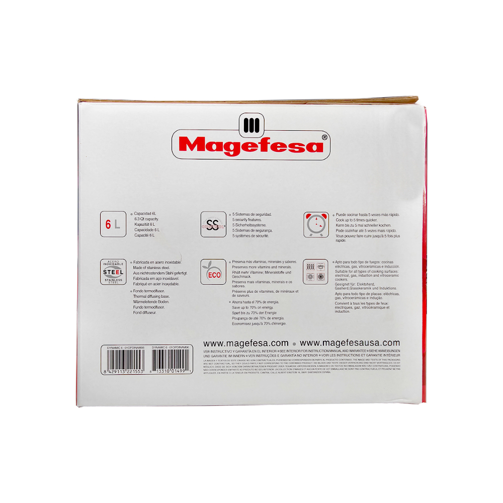 Olla a presión súper rápida de 6 L Dynamic Magefesa - Miniatura 4