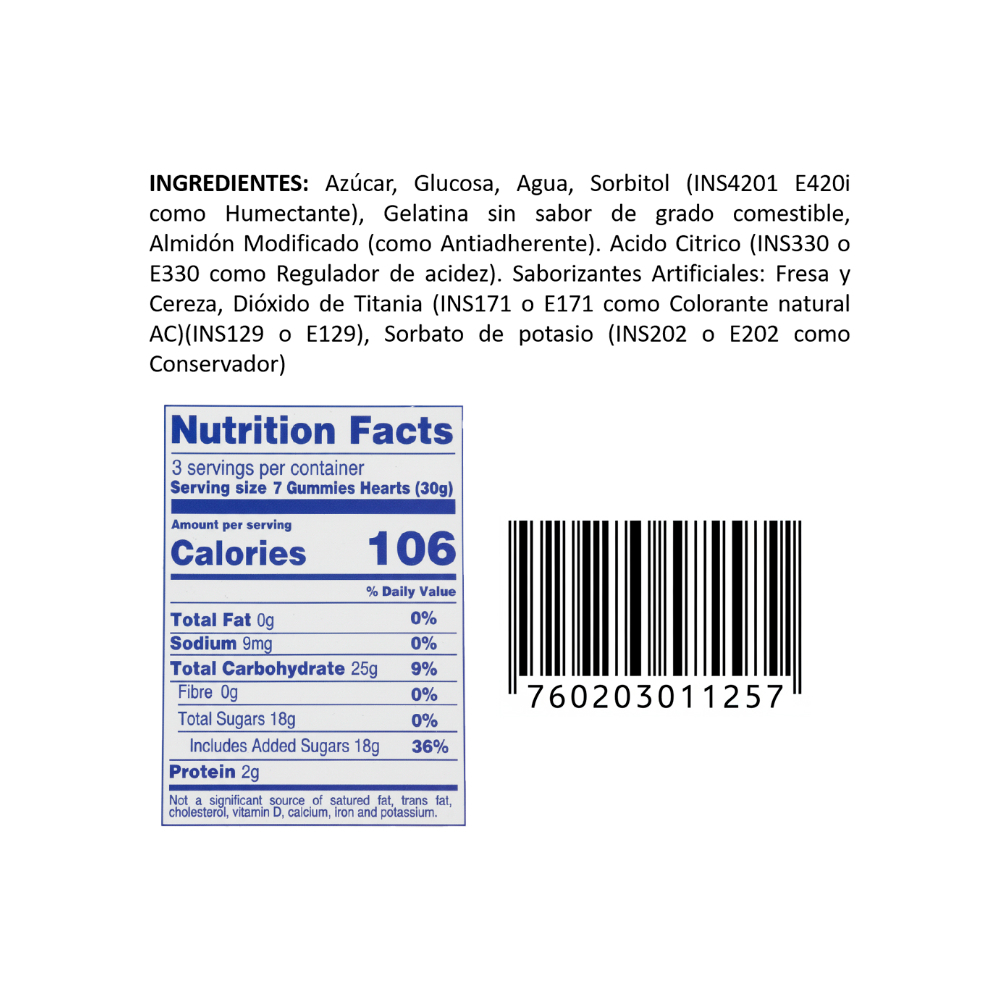 Gomitas corazones Guandy (100 g / 3.5 oz) - Miniatura 3