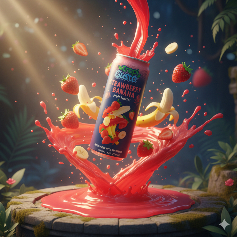 Néctar de frutas sabor banana y fresa Tropi Gusto (24 x 250 ml) - Miniatura 4