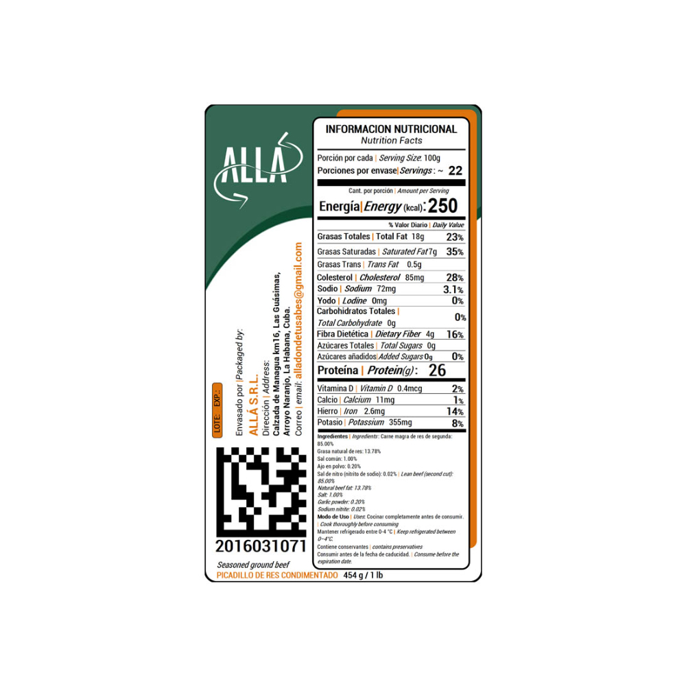 Picadillo de res condimentado ALLÁ (454 g / 1 lb) - Miniatura 3