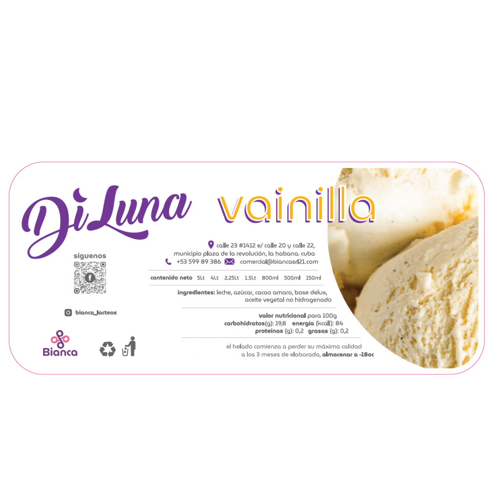 Helado sabor vainilla DiLuna (800 ml) - Miniatura 2
