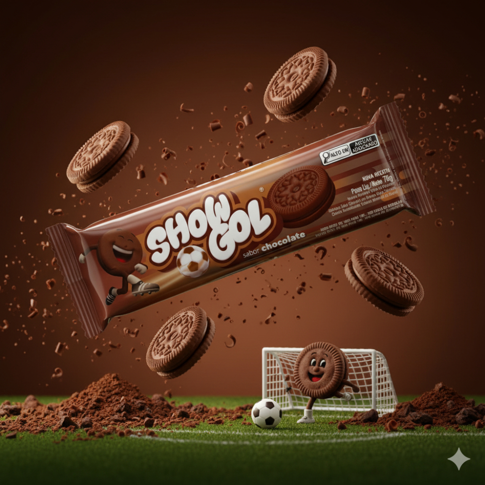 Galletas sabor chocolate rellenas con crema sabor a chocolate Show Gol (76 g / 2.68 oz) - Miniatura 4