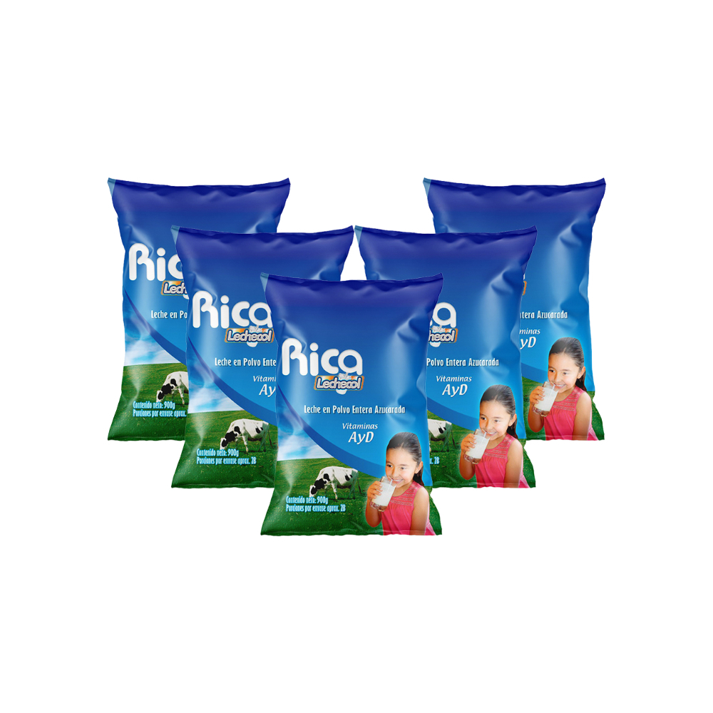 Combo de Leche entera Rica 3(900g x5) - Imagen 1