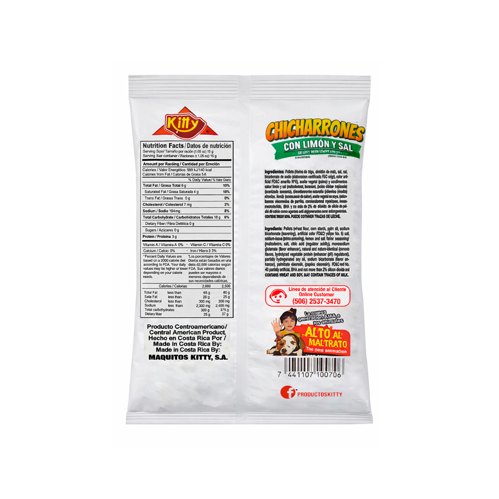 Chicharrones con limón y sal Kitty (20 g) - Miniatura 2
