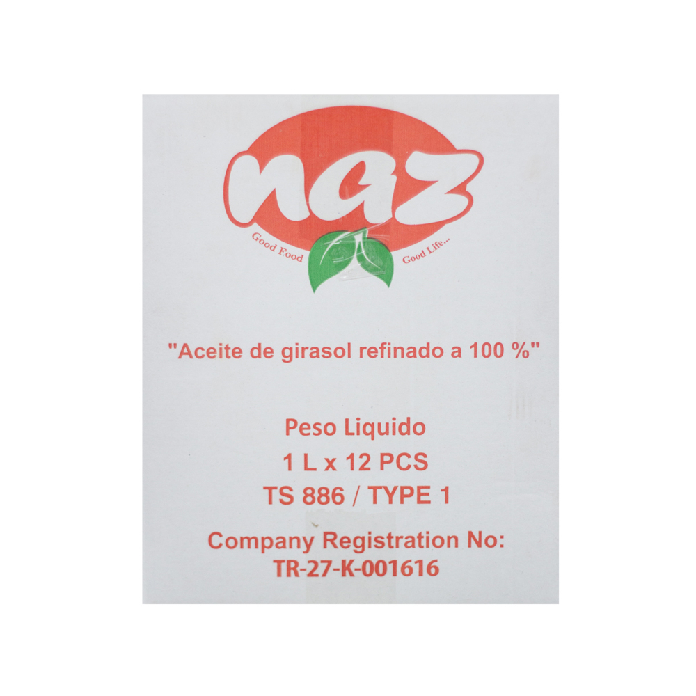 Caja de aceite de girasol Naz (12 x 1 L) - Miniatura 4