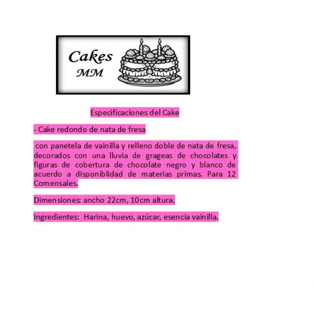 Cake fresa de nata (12 comensales) - Miniatura 3