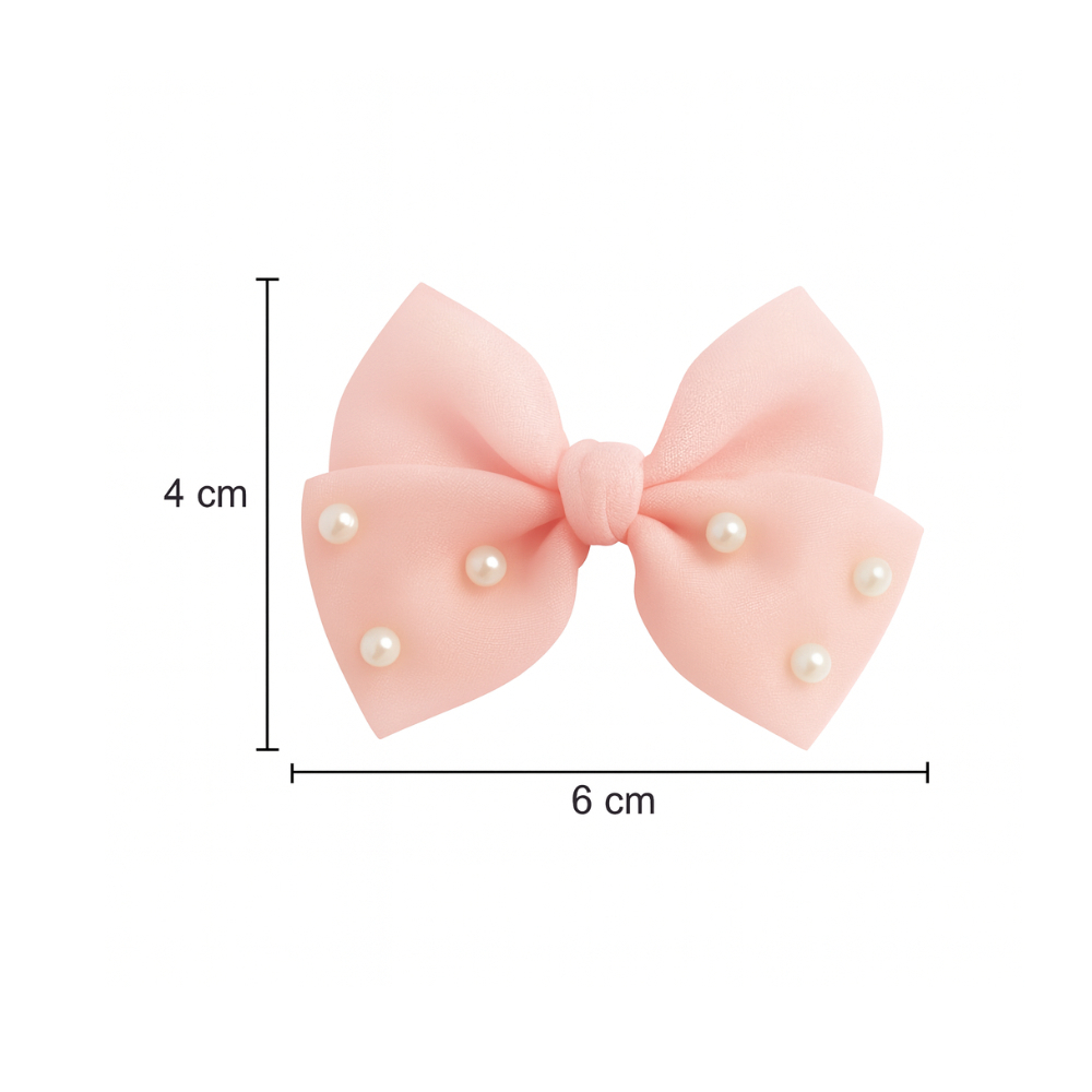 Lazos color rosado con adorno de perlas Shein (2 U) - Miniatura 2