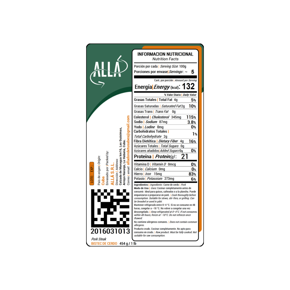 Bistec de cerdo ALLÁ (454 g / 1 lb) - Miniatura 3
