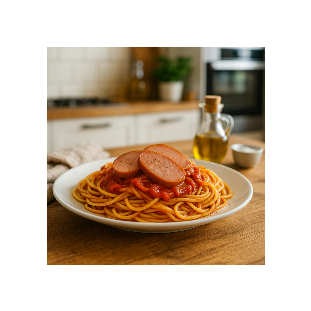 Combo de espagueti + pasta de tomate + jamón. - Miniatura 4