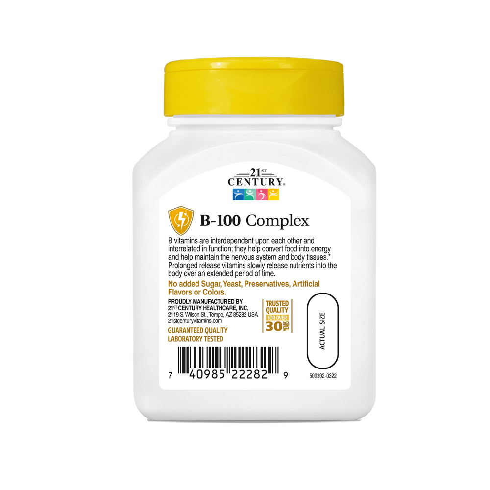 Complejo B-100 de liberación prolongada 21st Century (60 tabletas) - Miniatura 2