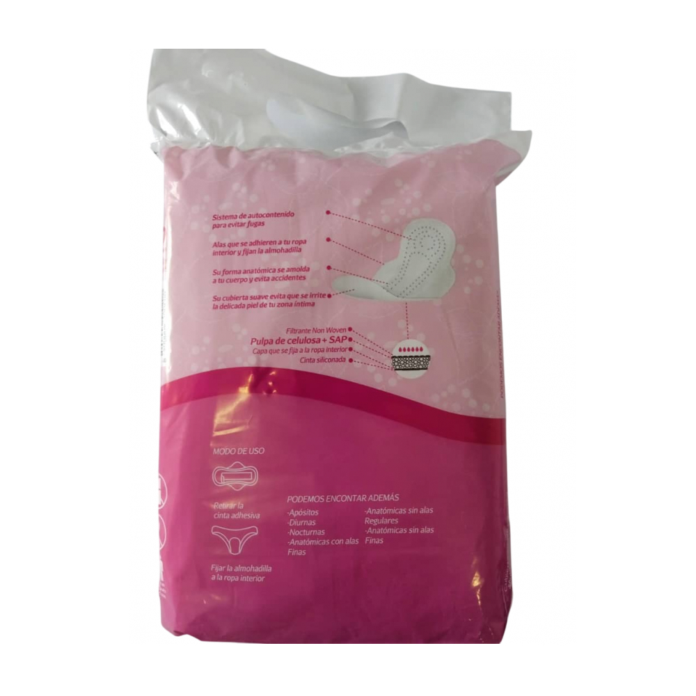 Almohadillas sanitarias anatómicas con alas Angélica (32 U) - Miniatura 2