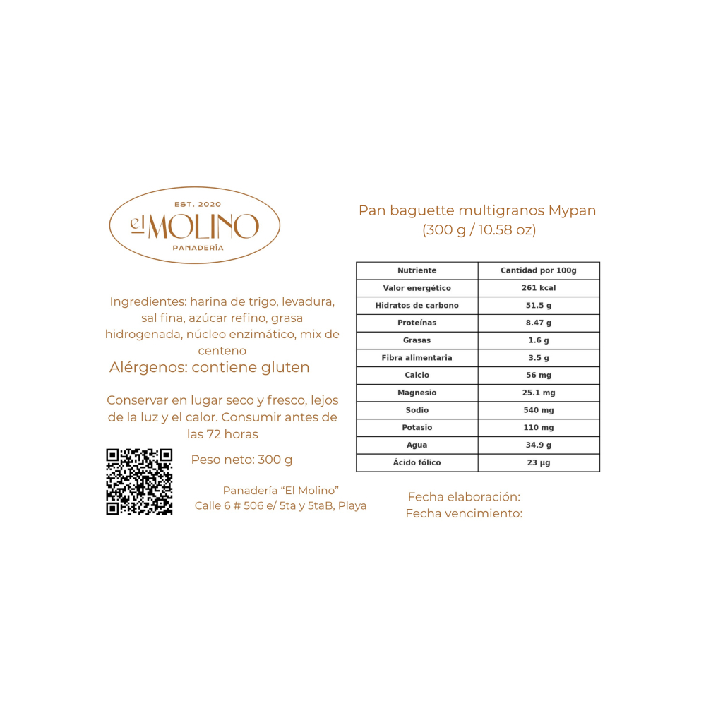 Pan baguette multigranos El Molino (300 g / 10.58 oz) - Miniatura 4
