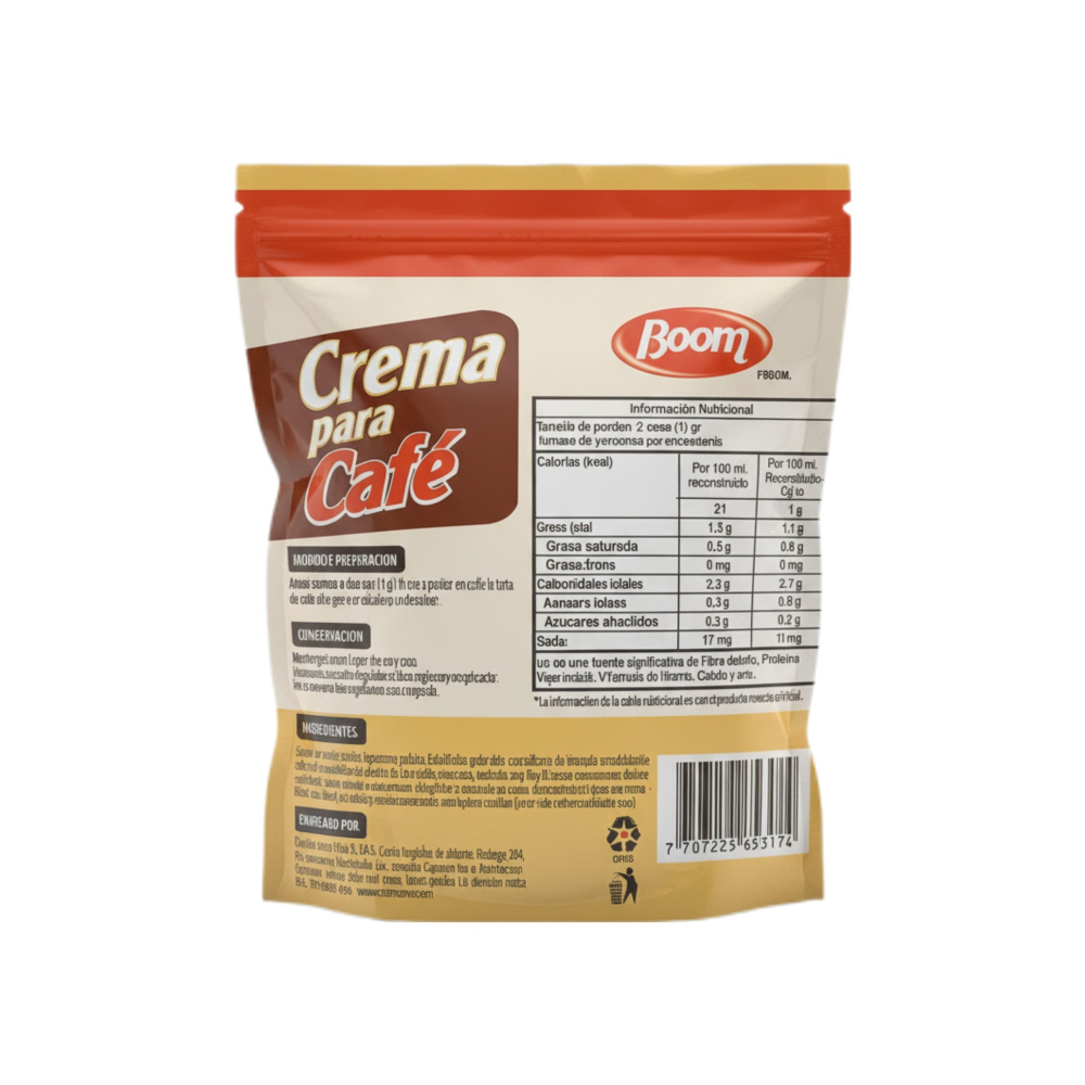 Crema para café sin lactosa Boom (100 g / 3.53 oz) - Miniatura 2