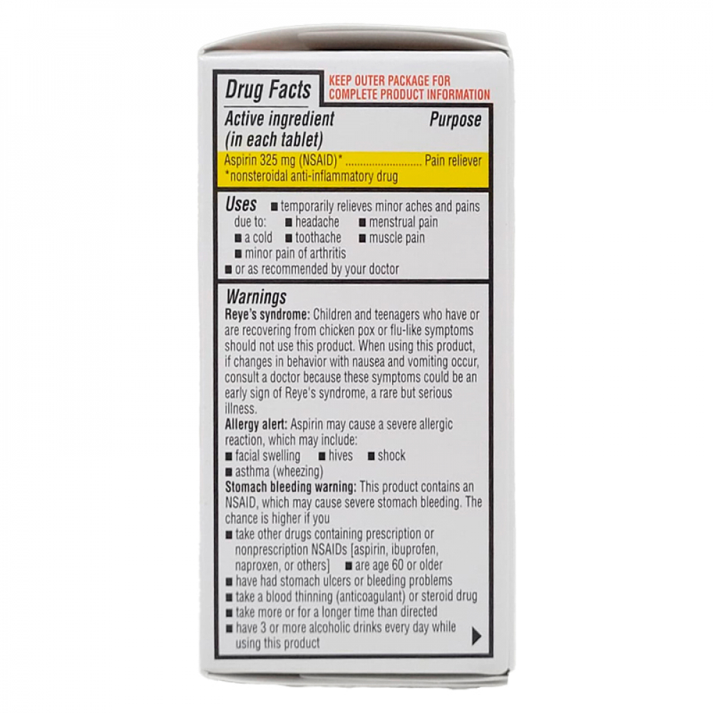 Aspirina. Ácido acetilsalicílico 325 mg Rugby (100 tabletas) - Miniatura 2