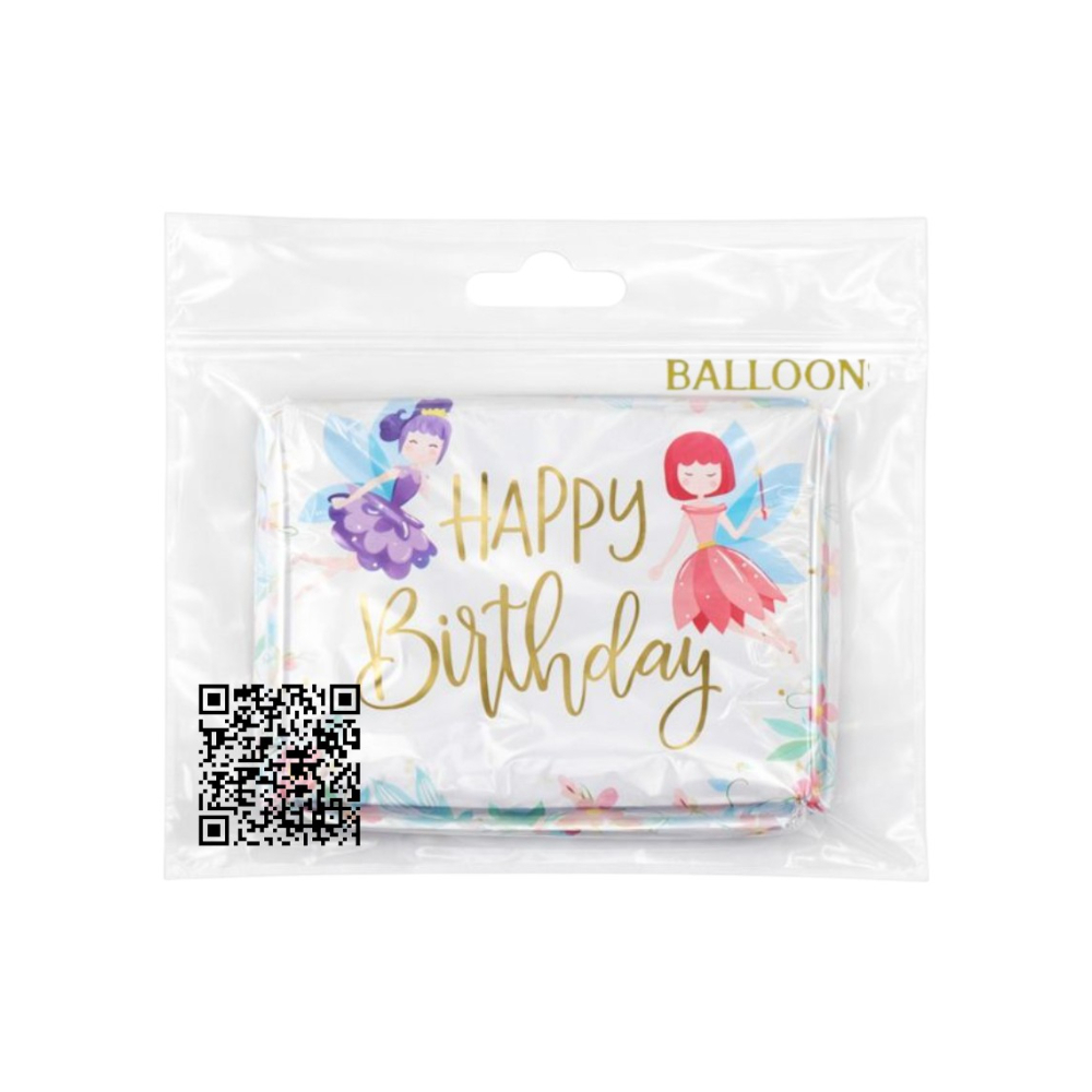 Globo con cartel de Happy birthday y diseño con hadas Ballon (18 pulgadas) - Miniatura 3