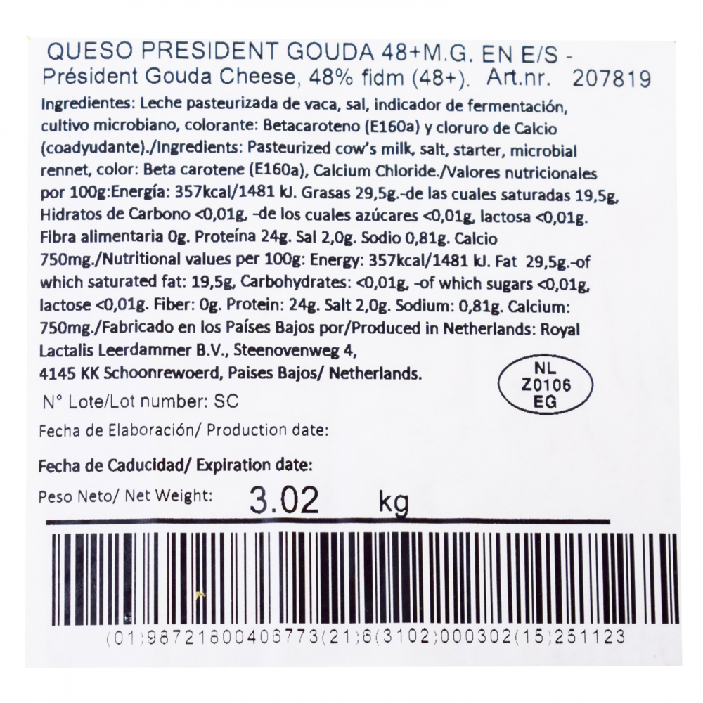 Queso gouda President (3 kg / 6.6 lb) - Miniatura 2