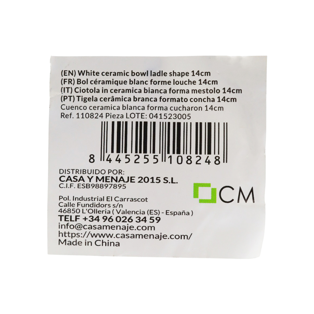 Cuenco de cerámica blanca forma cucharón 14 cm Casa y Menaje - Miniatura 4
