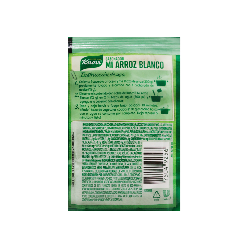 Sazonador para arroz blanco Knorr (12 g / 0.42 oz) - Miniatura 4