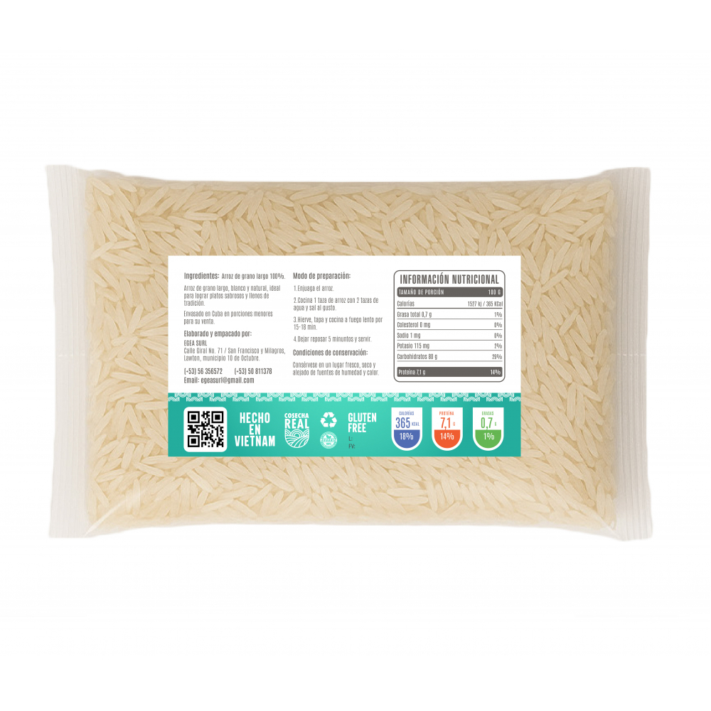 Arroz de grano largo Cosecha Real (1 kg / 2.2 lb) - Miniatura 3