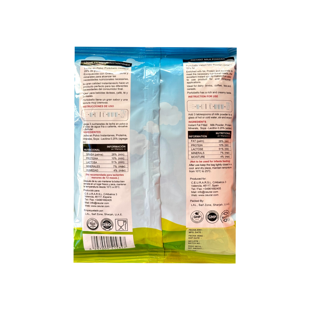 Leche en polvo instantánea con grasa vegetal y multivitaminas Portobello (3 x 400 g / 14.10 oz) - Miniatura 4