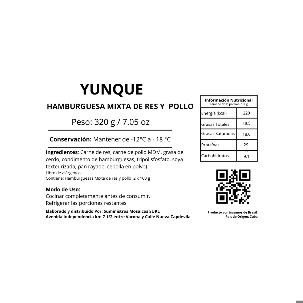 Hamburguesa Mixta de Res y Pollo Yunque (320g / 11.3 oz) - Miniatura 2
