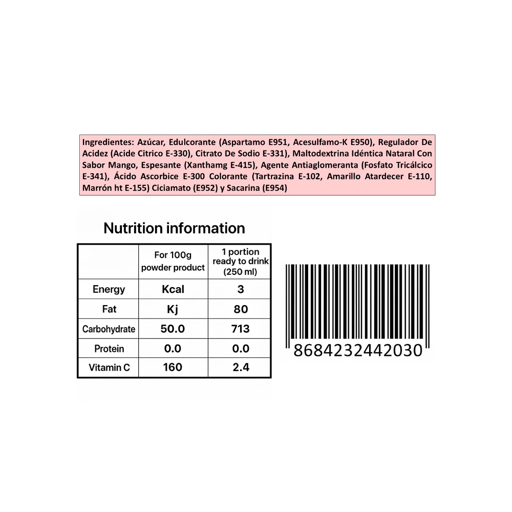 Refresco instantáneo sabor mango Vivi Fresh Erdem (10 g) - Miniatura 3