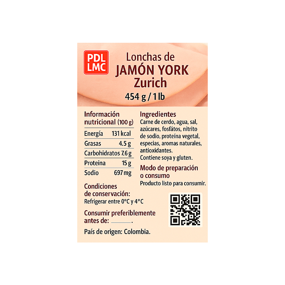 Lonchas de Jamón York Zurich (454 g / 1 lb) - Miniatura 3