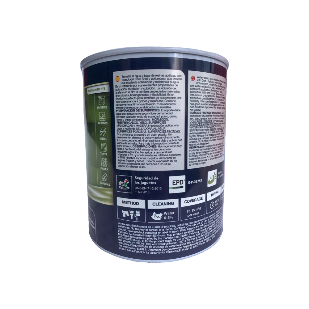 Esmalte multi-superficie ecológico base agua color blanco brillo Macy (750 ml) - Miniatura 2