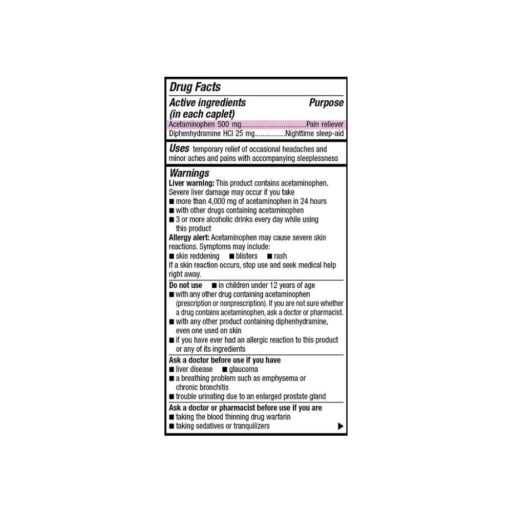 Acetaminofén 500 mg + Clorhidrato de Difenhidramina 25 mg GoodSense (50 tabletas) - Miniatura 3