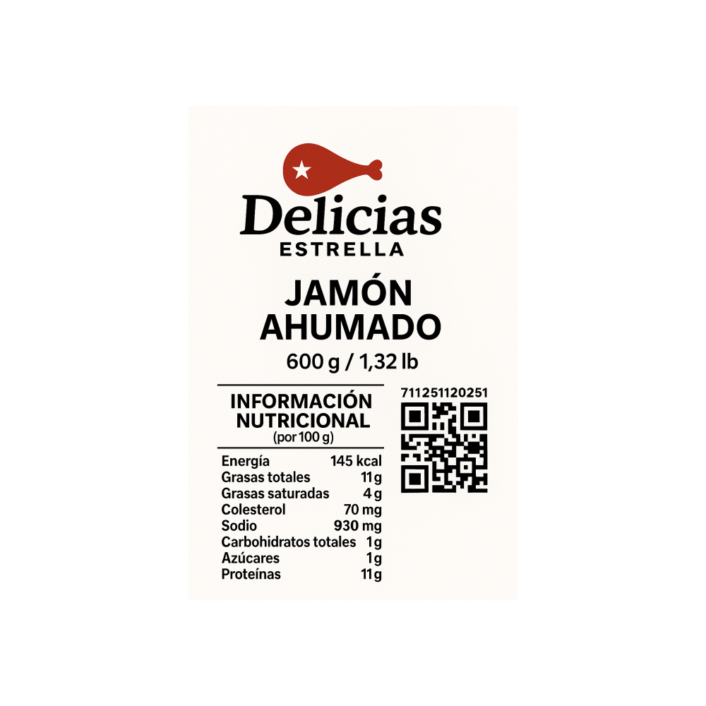 Jamón ahumado Delicias Estrella (600 g / 1.32 lb) - Miniatura 3