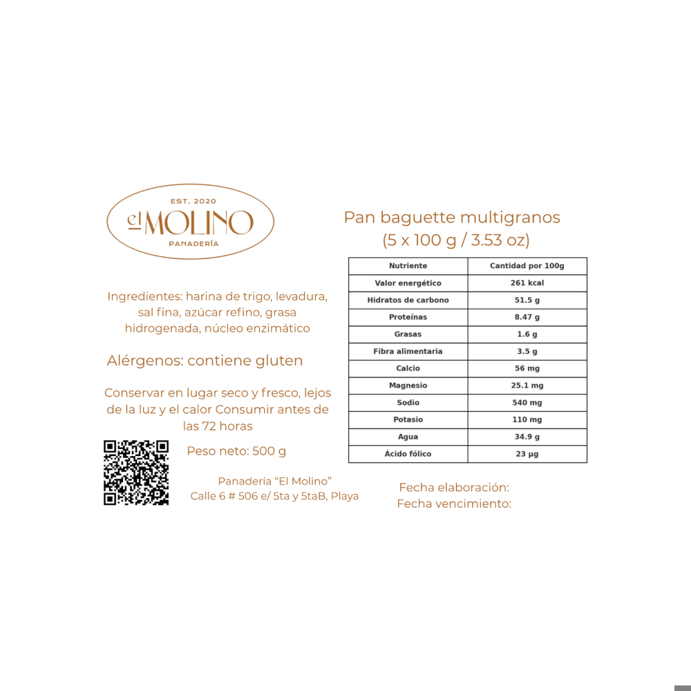 Pan baguette multigranos El Molino (5 x 100 g / 3.53 oz) - Miniatura 4