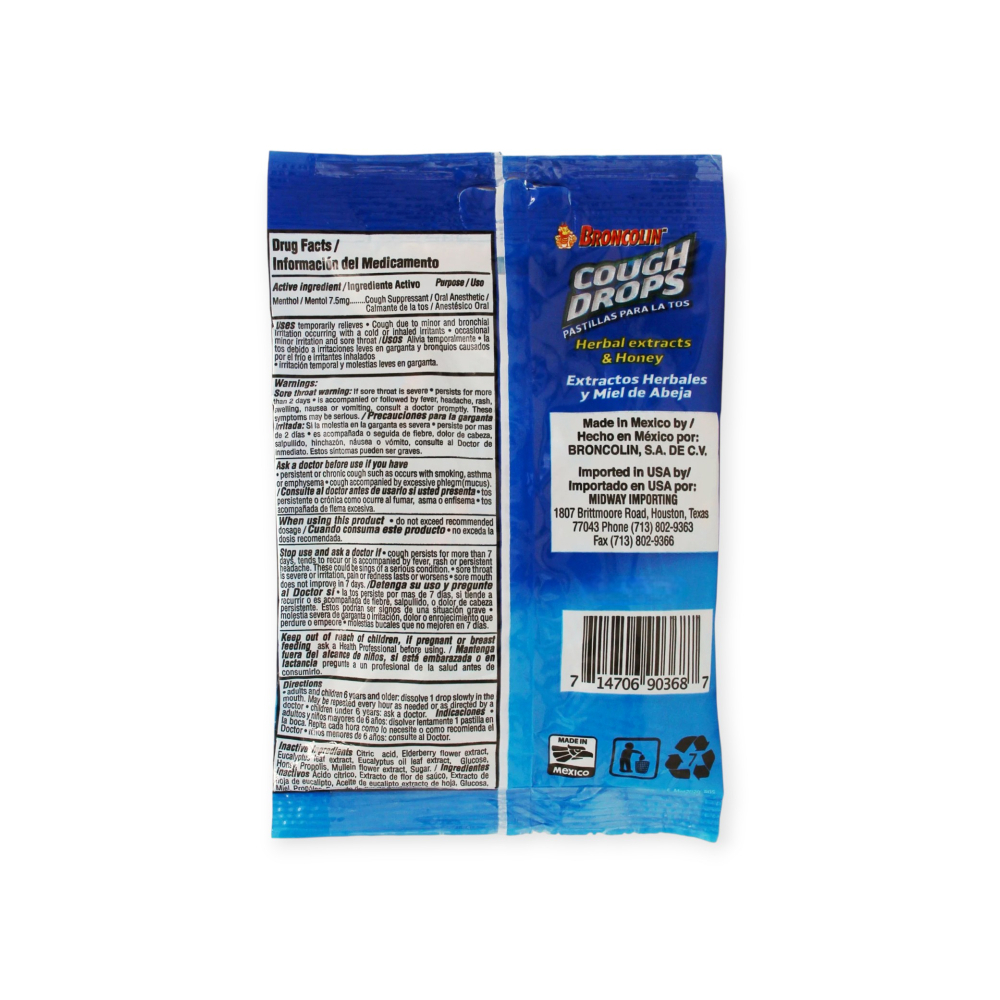 Pastillas para la tos. Sabor a extractos herbales y miel de abeja Broncolin (22 U) - Miniatura 2
