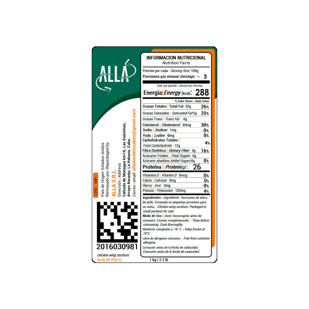 Alas de pollo ALLÁ (1 kg / 2.2 lb) - Miniatura 4