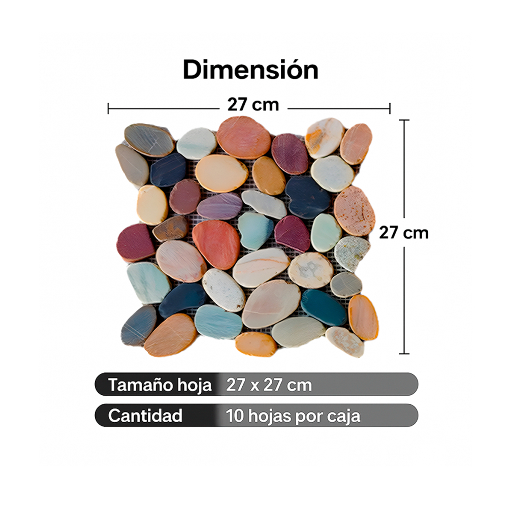 Caja de losas mosaico Urbana multi piedra de río natural 27 x 27 cm Zeric (10 U) - Miniatura 3