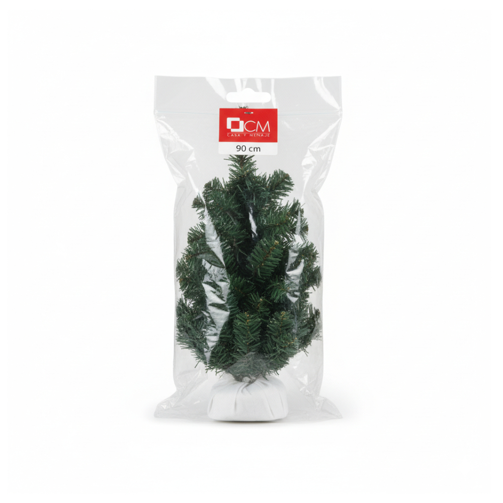 Árbol de navidad artificial de color verde con puntas blancas con base blanca 90 cm Casa y Menaje - Miniatura 4