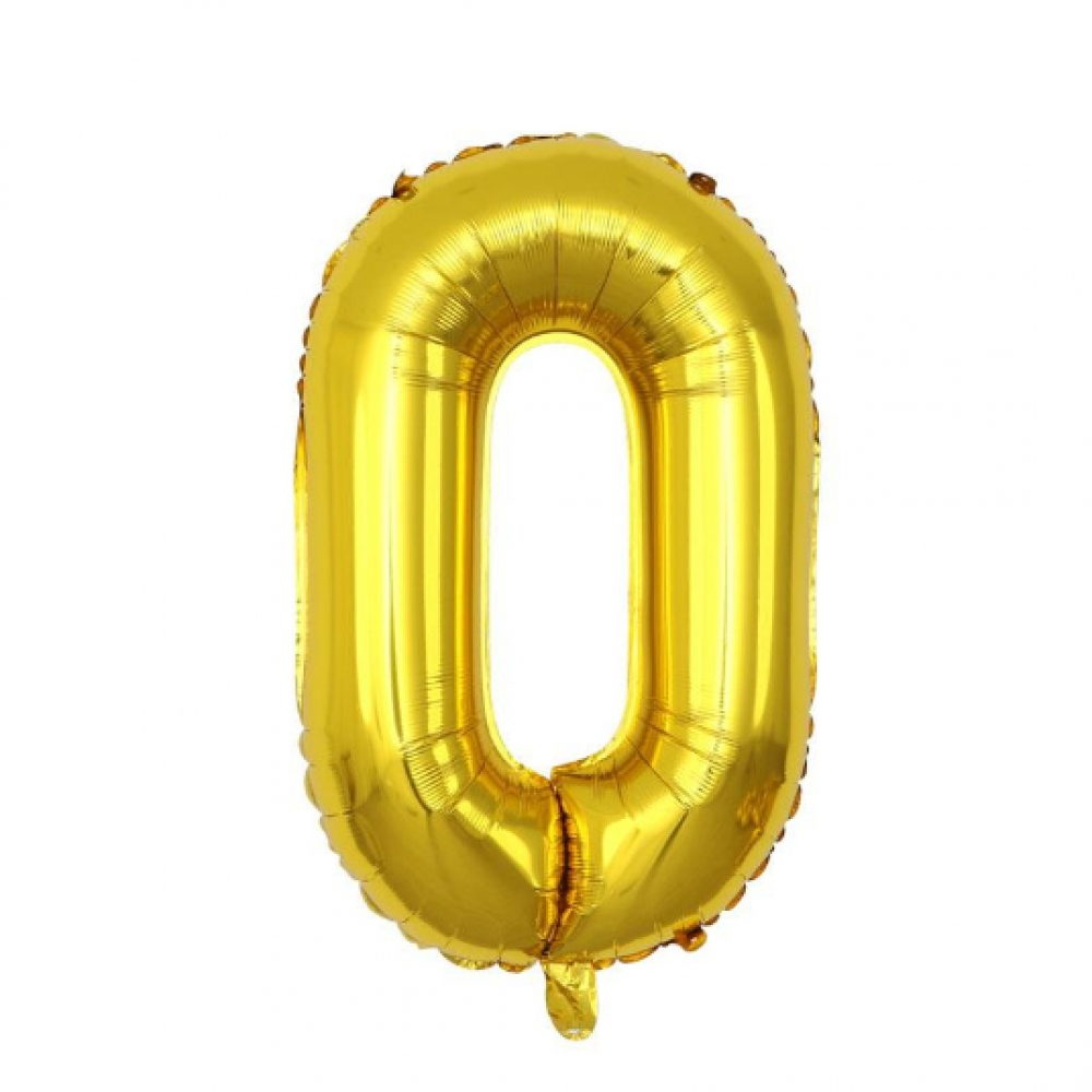 Globo dorado Número 0 Balloon (16 pulgadas) - Miniatura 2