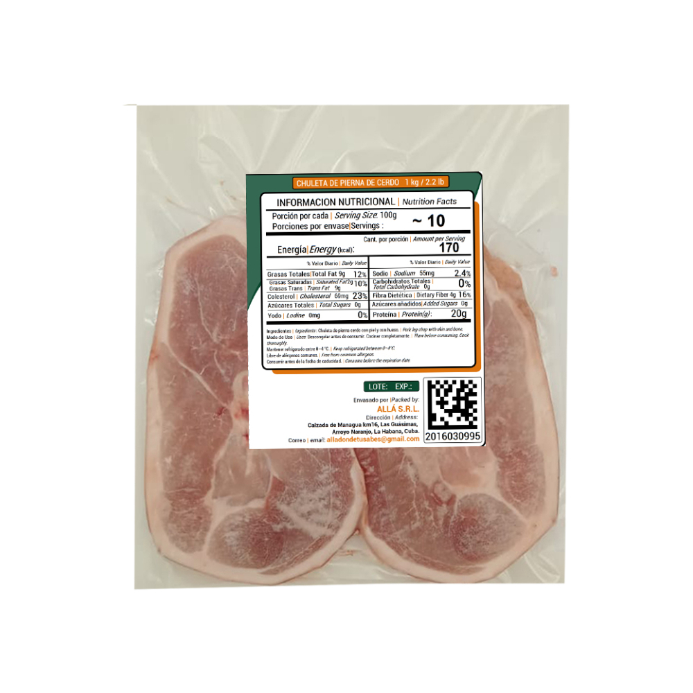 Chuleta de pierna de cerdo ALLÁ (1 kg / 2.2 lb) - Miniatura 3