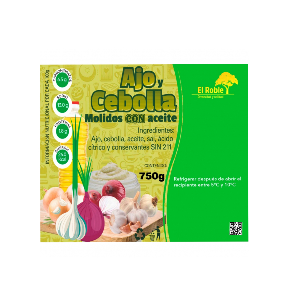 Ajo y cebolla molida en aceite El Roble (750 g / 1.65 lb) - Miniatura 2