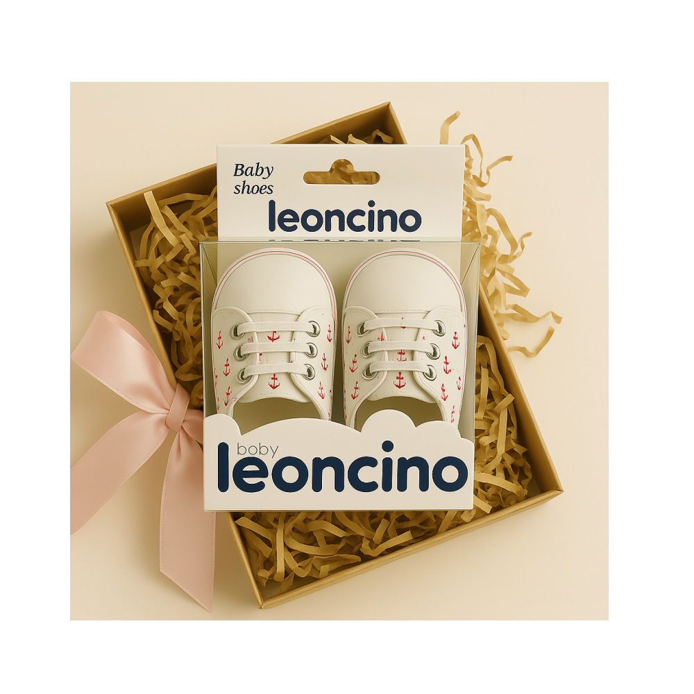 Zapatillas deportivas blancas con anclas rojas para bebé Baby Leoncino -Talla 19 - - Miniatura 4