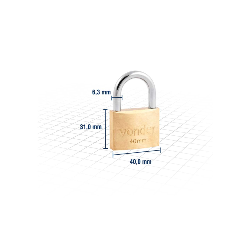 Candado de latón de 40 mm Vonder - Miniatura 3