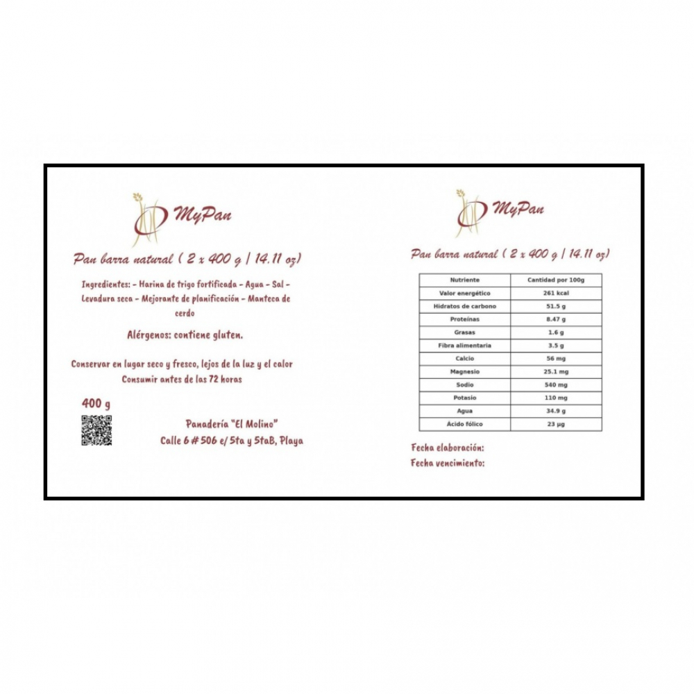 Pan barra natural ( 2 X 400 g / 14.11 oz) - Miniatura 3
