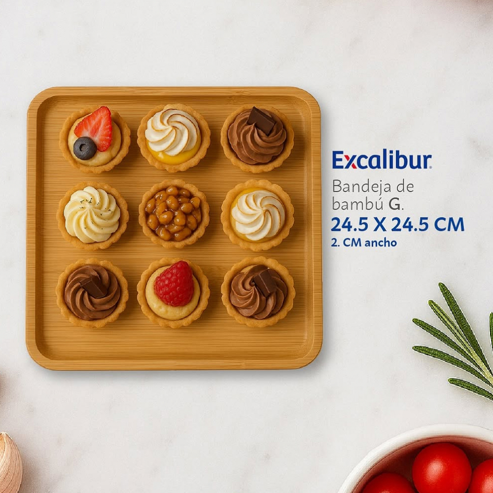 Bandeja de bambú para servir alimentos 10” Excalibur - Miniatura 3
