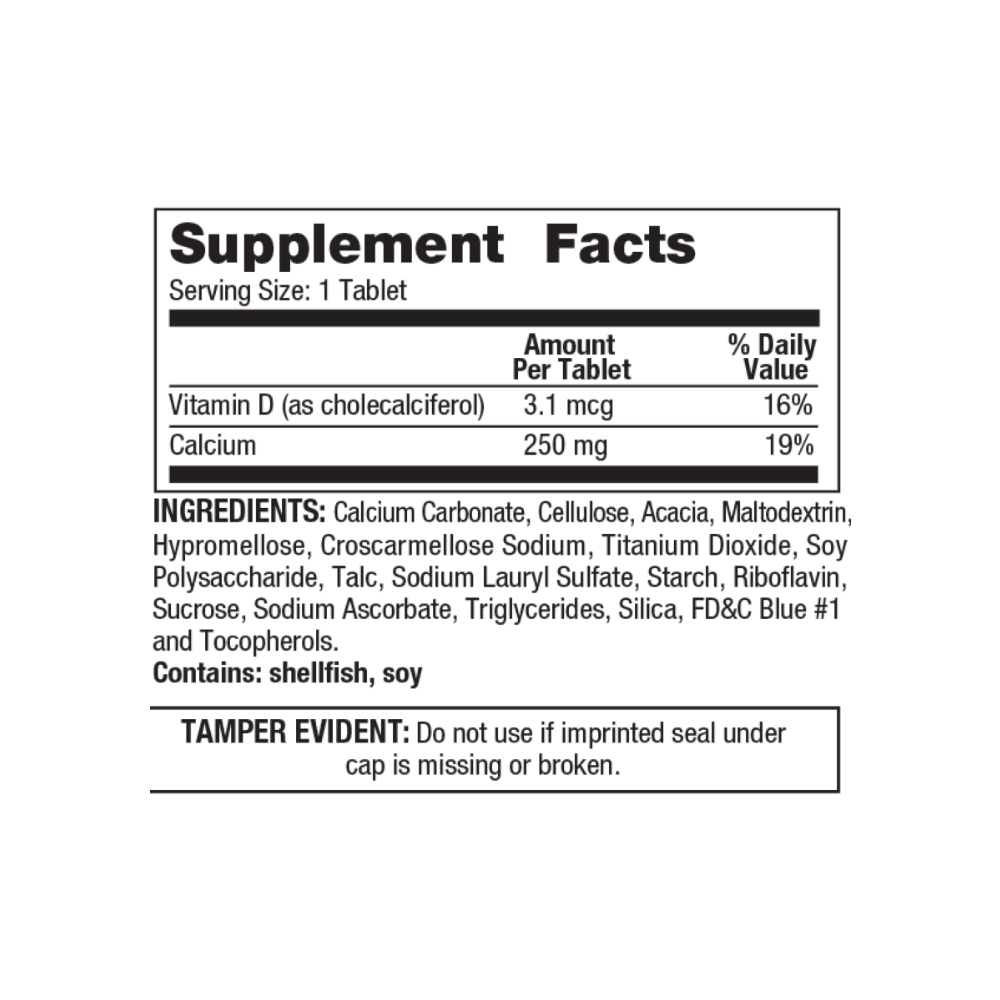 Calcio de concha de ostra con Vitamina D 250 mg Gericare (100 tabletas) - Miniatura 2