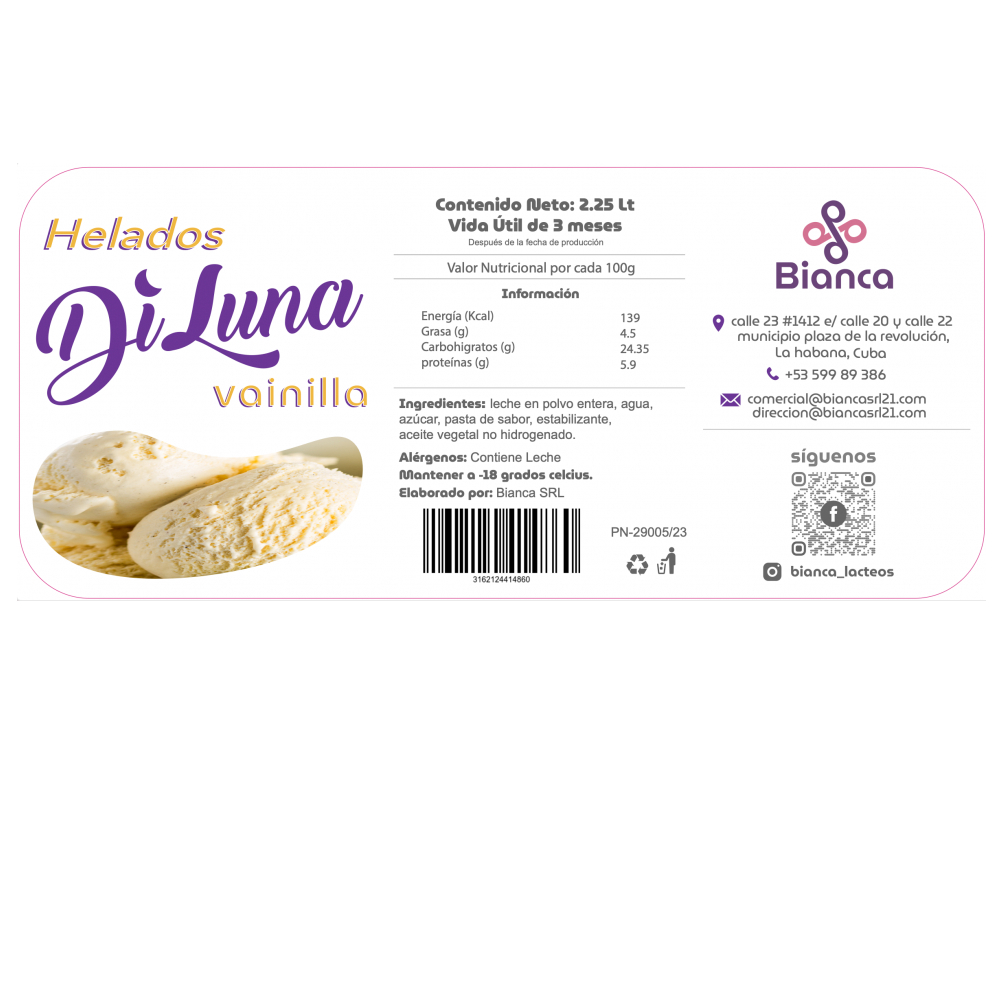 Helado sabor vainilla DiLuna (2.25 L) - Miniatura 2