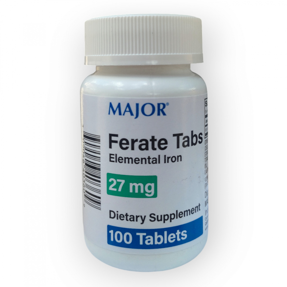 Ferate Tabs. Hierro elemental 27 mg Major (100 tabletas) - Imagen principal