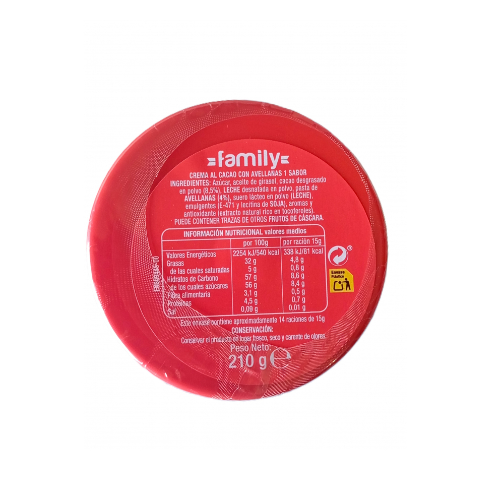 Crema al cacao con avellanas Family (210 g / 7.40 oz) - Miniatura 2
