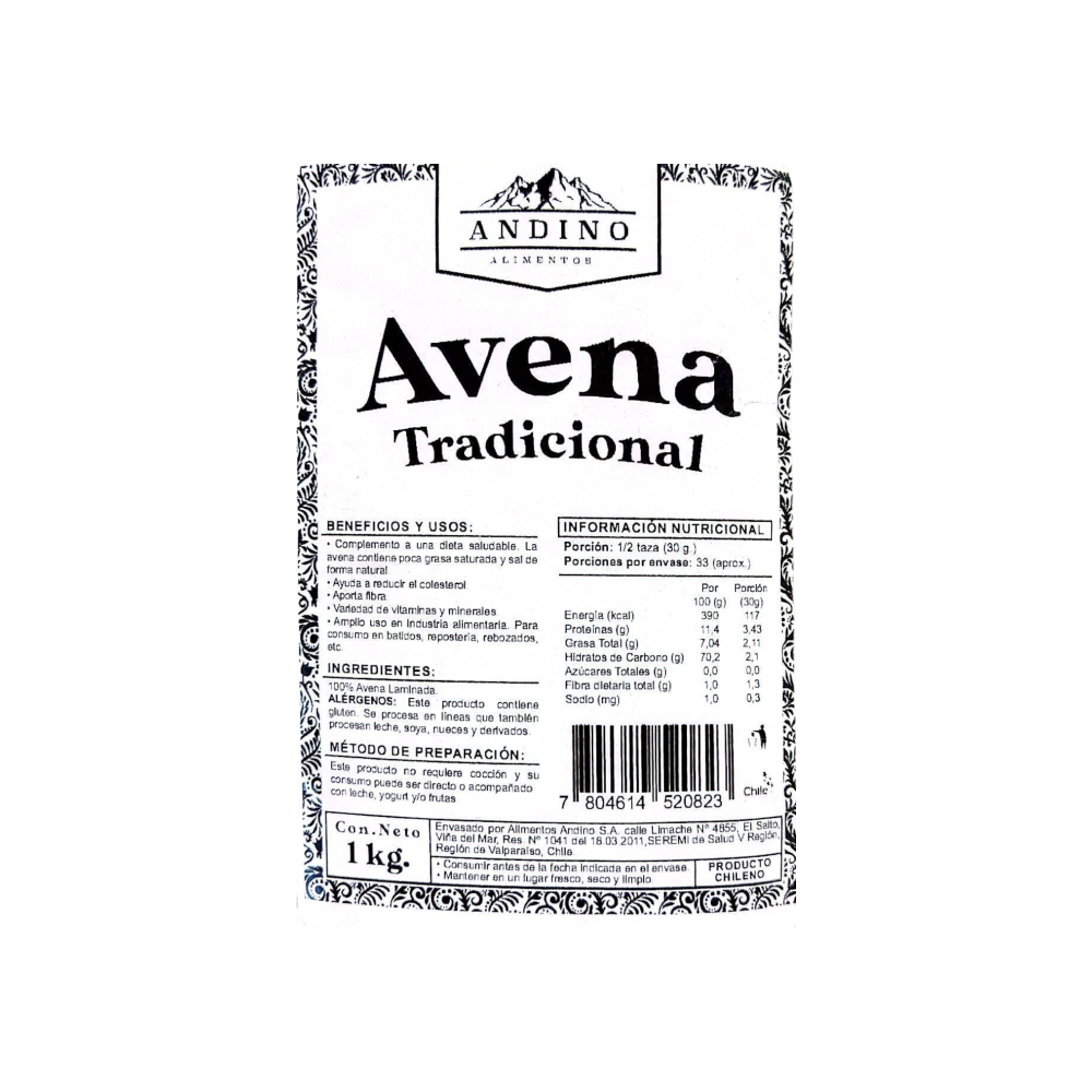 Avena tradicional Andino Alimentos (1 kg / 2.2 lb) - Miniatura 3
