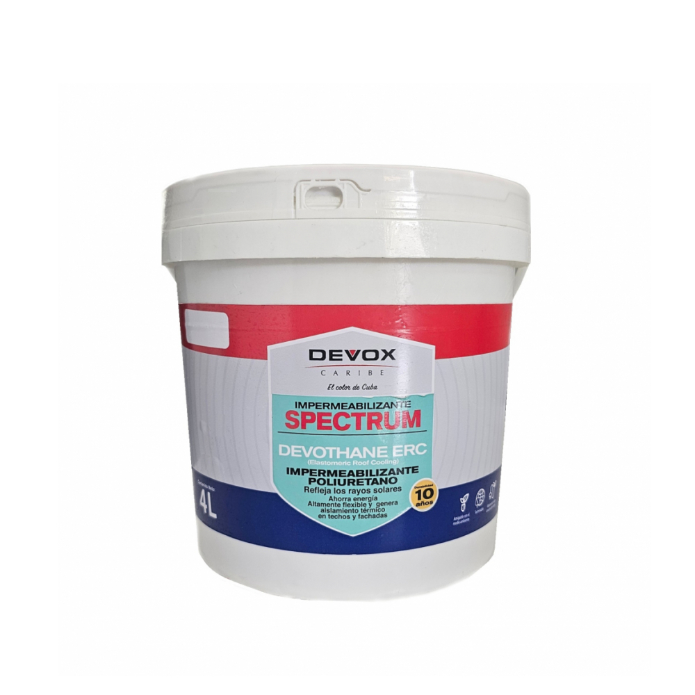 Pintura devothane erc impermeabilizante poliuretano color blanco Devox Caribe (4 L) - Miniatura 4